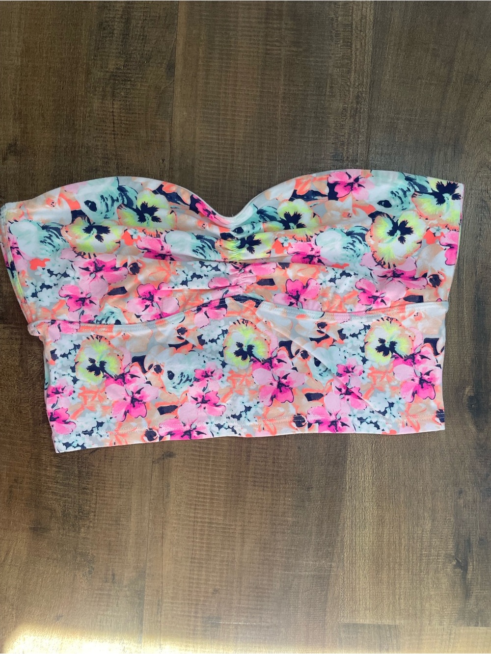 NWT PINK Victoria's Secret Neon Pink‎ & Coral Floral Bandeau